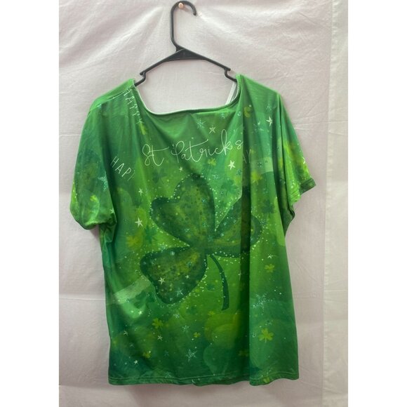 Women's XXL St. Patrick's Day Short Sleeve Green Shamrock T-Shirt - Picture 6 of 8